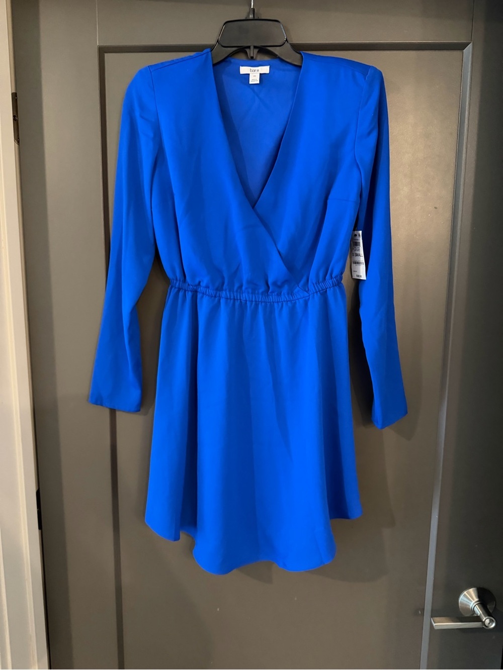 NWT Bar III Blue Long-Sleeve Wrap-Style Dress size XS